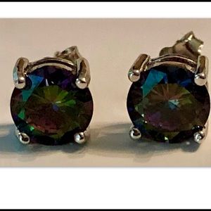 2 CT TW MYSTIC TOPAZ  EARRINGS STERLING SILVER